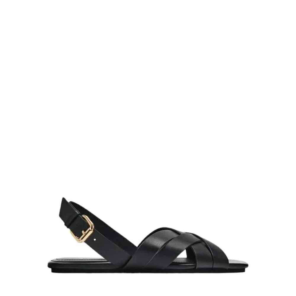 ZARA STRAPPY LEATHER SANDALS BLACK SIZE 8 | 2519/110/800